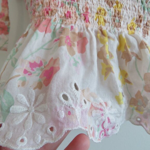 POLO RALPH LAUREN Floral Ruffled Peplum Tank Top Eyelet Pastel Cottage Preppy - Picture 12 of 13